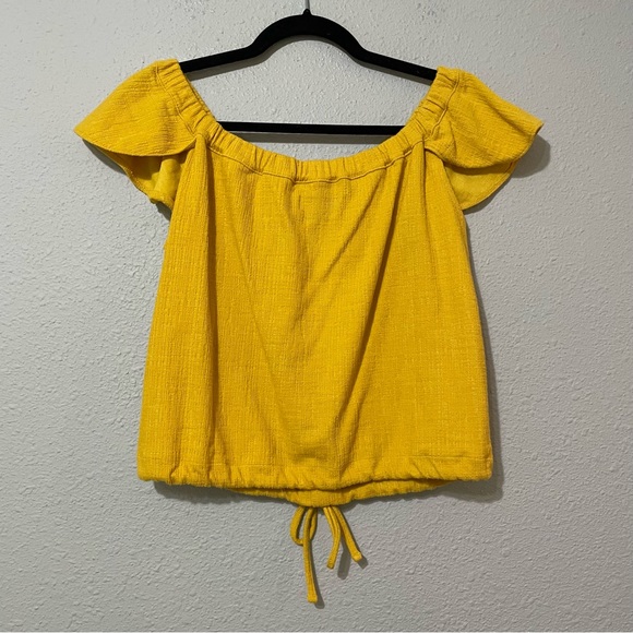 Madewell Texture & Thread Yellow Flutter Sleeve Button Front Blouse M - Picture 10 of 11